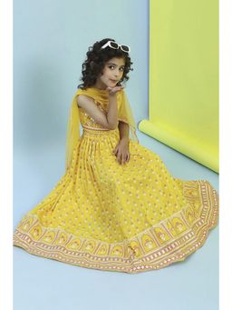 Biba - Girls Yellow Floral Lehenga and Choli and Dupatta