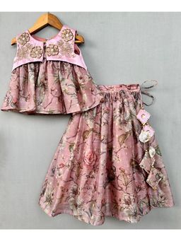 LABEL NEETI - Mauve Floral Embellished Lehenga with Top