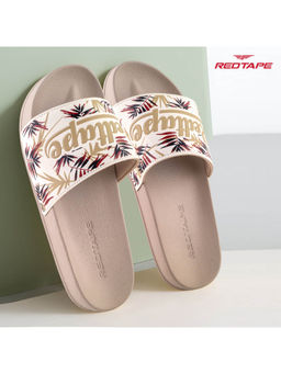Red Tape - Womens EVA Comfort Sliders Beige & White