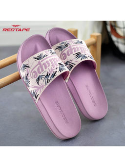 Red Tape - Womens EVA Comfort Sliders Lavender & White