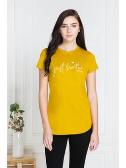 Van Heusen Woman Lingerie and Athleisure - Van Heusen Women Round Neck & Short Sleeve Lounge T-Shirt - Yellow