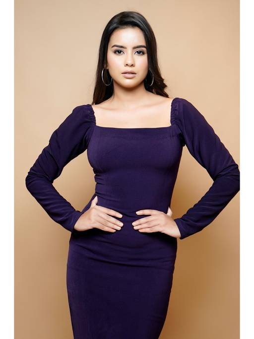 Buy Ahi Clothing Dark Purple Bodycon Dress Online