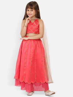 Nautinati - Girls Embellished Ready to Wear Lehenga Blouse with Dupatta (Set of 3)