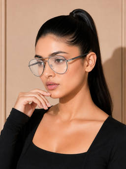 ROYAL SON - Grey Full Rim Aviator Block Spectacle Frame