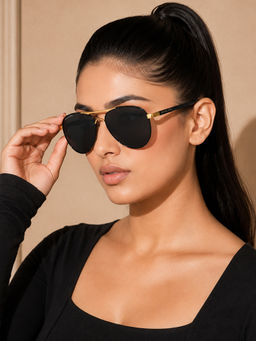 ROYAL SON - Black Polarized Aviator Sunglasses