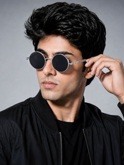 ROYAL SON - Black Polarized Steampunk Round Sunglasses