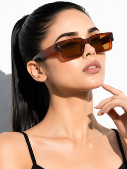 Stood - Brown Rectangle Uv Coating Full Rim Sunglass-Sg-Std0014-C5