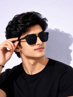 Stood - Black Square Uv Coating Full Rim Sunglass-Sg-Std0021-C1