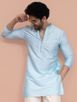 KISAH - Men Blue Solid Mid Kurta