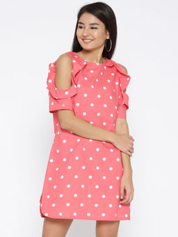 Sera - Coral Floral Print Mini Dress