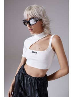 CILVR - Women's White Solid Active Jersey Crop Top