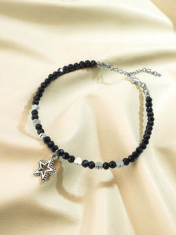 Aadita - Oxidized Black Beads with Star Fashion Anklet for Women