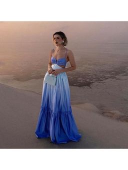 Loveable Creations By Muskan - Jasmin Blue Satin Maxi Dress