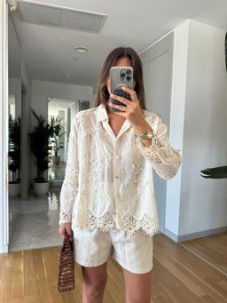 Loveable Creations By Muskan - Kasia White Lace Summer Shirt