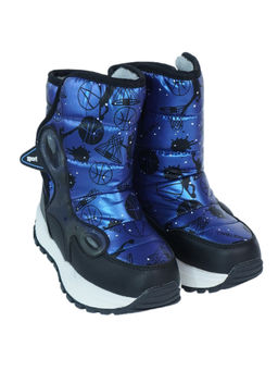 Little Surprise Box - Midnight Blue Basketball Print Snow Boots Metal Cleats Icy Terrains
