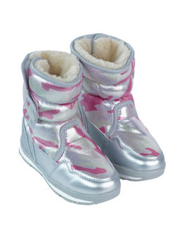 Little Surprise Box - Silver & Fuchsia Pink Waterproof Winter Snow Boots