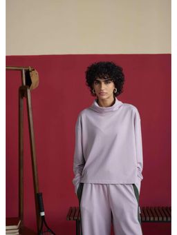 Muvazo - Purple Cotton Solidlain Relaxed Top
