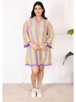 Muvazo - Multi-Color Cassata Swirl Collar Dress