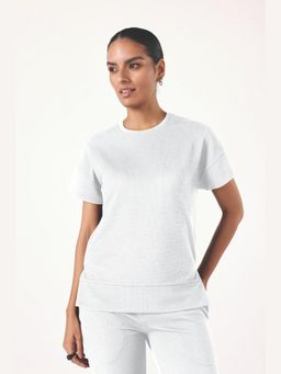 Muvazo - White Cotton Solidlain Relaxed Top