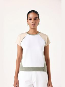 Muvazo - Multi-Color Cotton Colorblock Regular Top