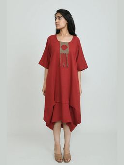 OMAANA - Cherry Red Orchard Boho Dress