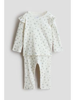 H&M - Girls White Printed Cotton Pyjamas