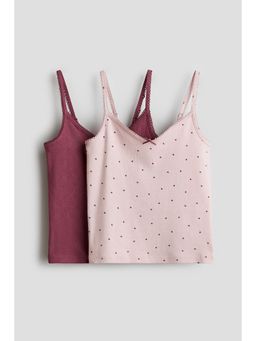 H&M - Girls Pink 2-Pack Cotton Pyjama Tops