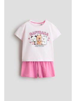 H&M - Girls Pink Print-Motif Cotton Pyjamas