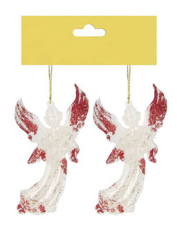 Itsy Bitsy - Christmas Decorative Hanging Corner Glittered Angel Red
