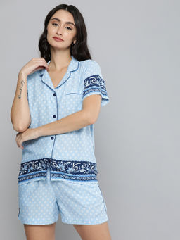Chemistry - Printed Rayon Nightsuit - Blue