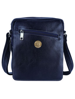 HiLEDER - Pure Leather Messenger 9" Sling Cross Body Travel Handbag Men Women Blue