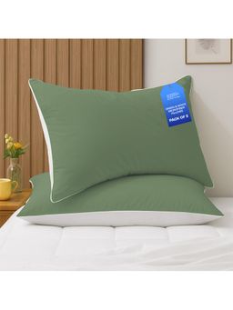 SLEEPSIA - Green & White Microfiber Ultra Soft Bed Pillows