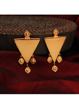 Suhani Pittie - Gold Plated 4 Diamond Engraving, Twisted Wire & 'V' Earrings