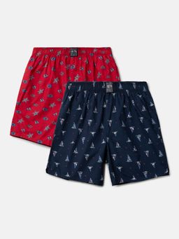 Jockey - UB08 Boys Cotton Printed Boxer Shorts - Chili Pepper & Navy (Pack of 2)
