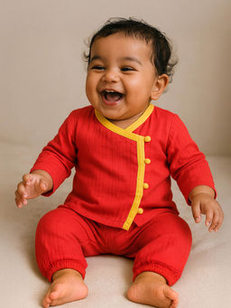 Somersault - Red Hibiscus Kurta & Pyjama- Newborn (Set of 2)