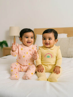 Somersault - Multi-Color Chasing Rainbows Footed Cotton Sleepsuits (Pack of 2)