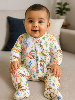 Somersault - Unisex Multi-Color Printed Panchatantra Kahani Sleepsuit