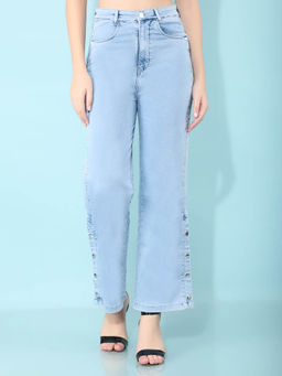 CRIMSOUNE CLUB - Womens Blue Straight Jeans