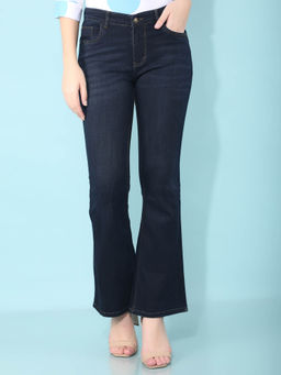 CRIMSOUNE CLUB - Womens Navy Blue Bootcut Jeans