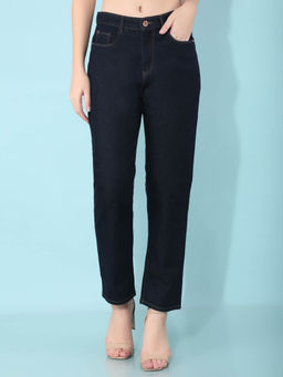 CRIMSOUNE CLUB - Womens Navy Blue Straight Jeans