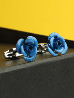 Alvaro Castagnino - Blue Coloured Rose Shape Fun Cufflink