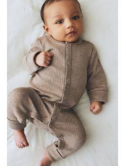 H&M - Beige Adjustable-Fit Romper Suit