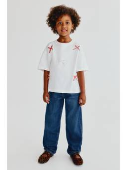 H&M - Girls Blue Relaxed Paper Bag Jeans