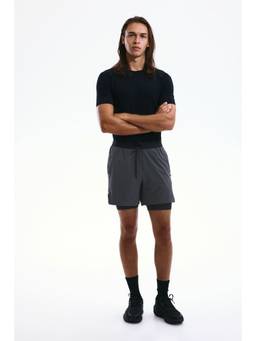H&M - Men Grey Double-Layered Sports Shorts With Drymove