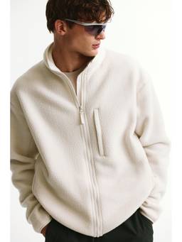H&M - Men White Regular Fit Teddy Jacket