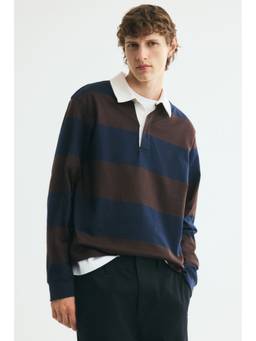 H&M - Men Brown Regular Fit Cotton Rugby Polo T-Shirt