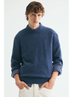 H&M - Men Blue Regular Fit Brushed Jumper