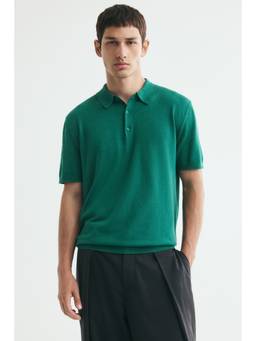 H&M - Men Green Regular Fit Polo T-shirt