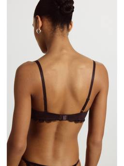 H&M - Women Brown Microfibre And Lace Push-Up Bra