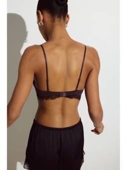 H&M - Women Brown Padded Soft Microfibre And Lace Bra